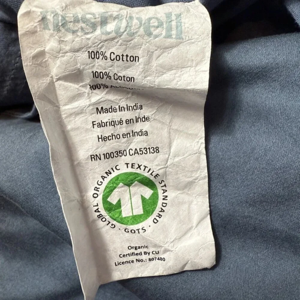 Nestwell 450TC Queen Sized Duvet Cover Blue 100% Cotton OEKO-Tex Bedding